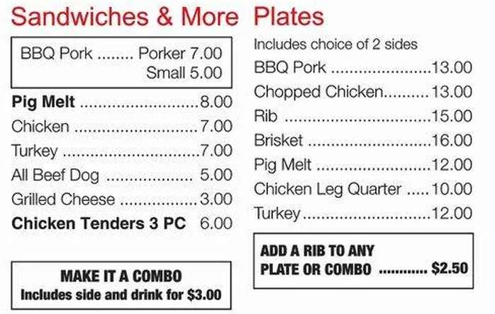 North Georgia BBQ menu page 1
