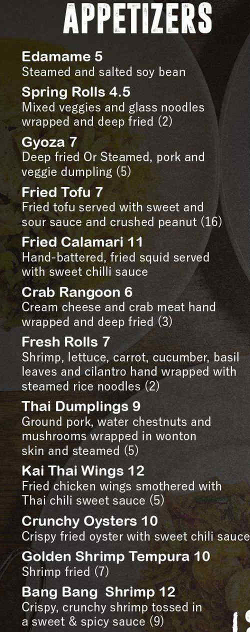 Kai Thai menu page 1