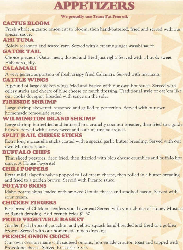 Austin's Cattle Company menu page 1