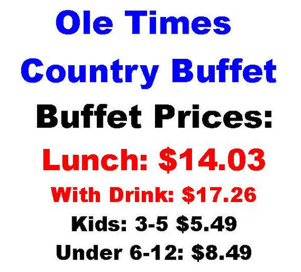 Ole Times Country Buffet menu page 1