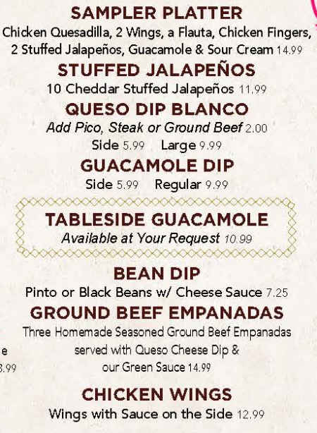 Pedros Tacos & Tequila menu page 1