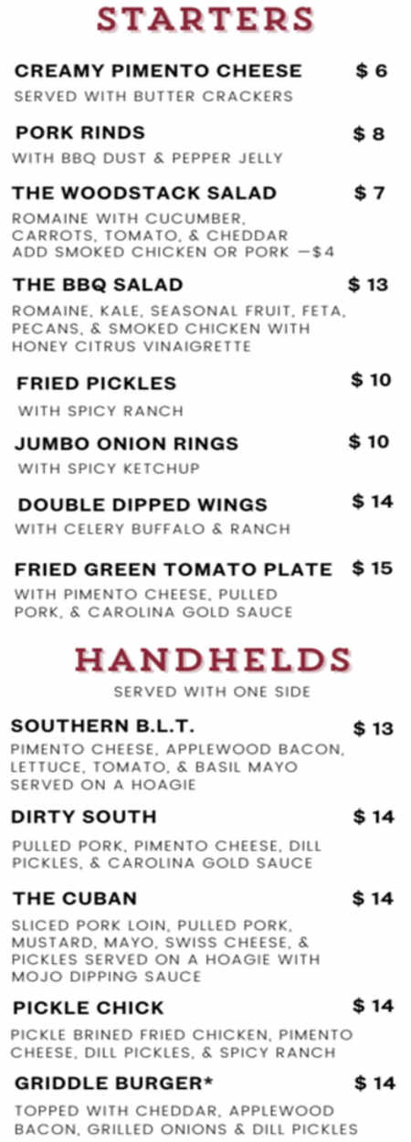 Woodstack menu page 1