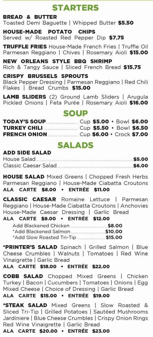 Aunt Maude's menu page 1