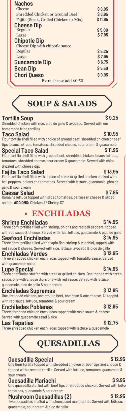 El Azteca menu page 1