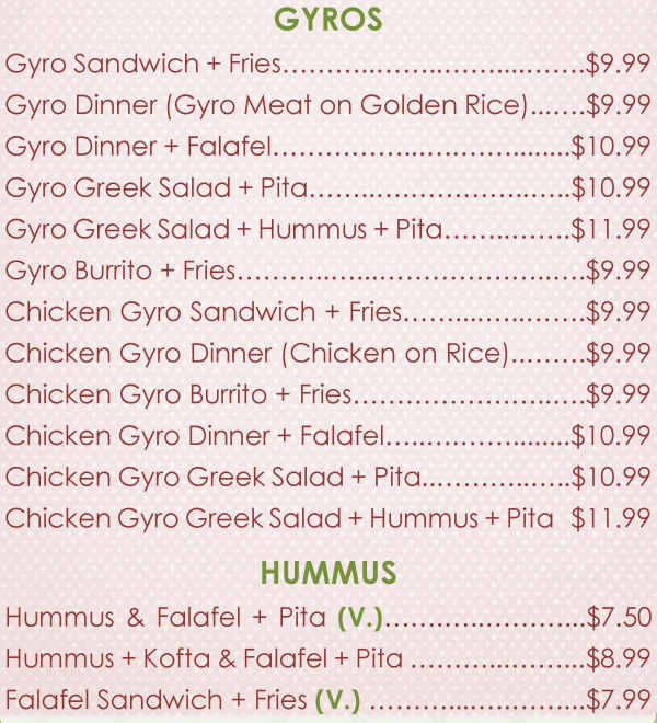 Pammel Deli menu page 1