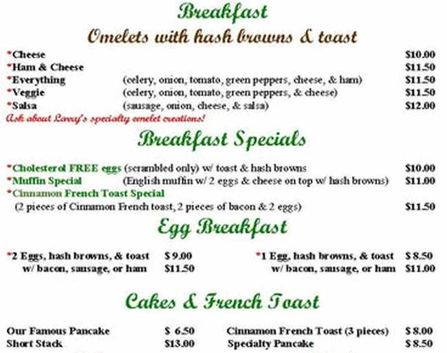 The Grove Cafe menu page 1
