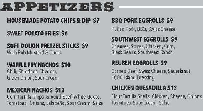 Whiskey River Ames menu page 1