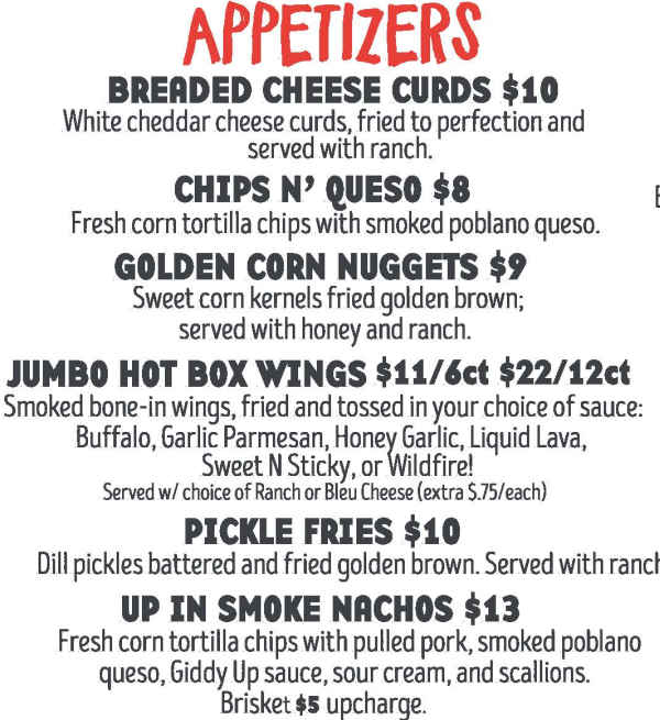 Whatcha Smokin BBQ & Brew menu page 1