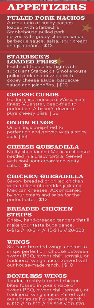 King Bucks menu page 1