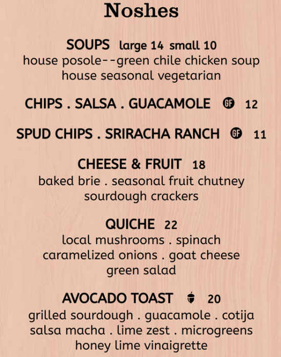 Rasberrys menu page 1