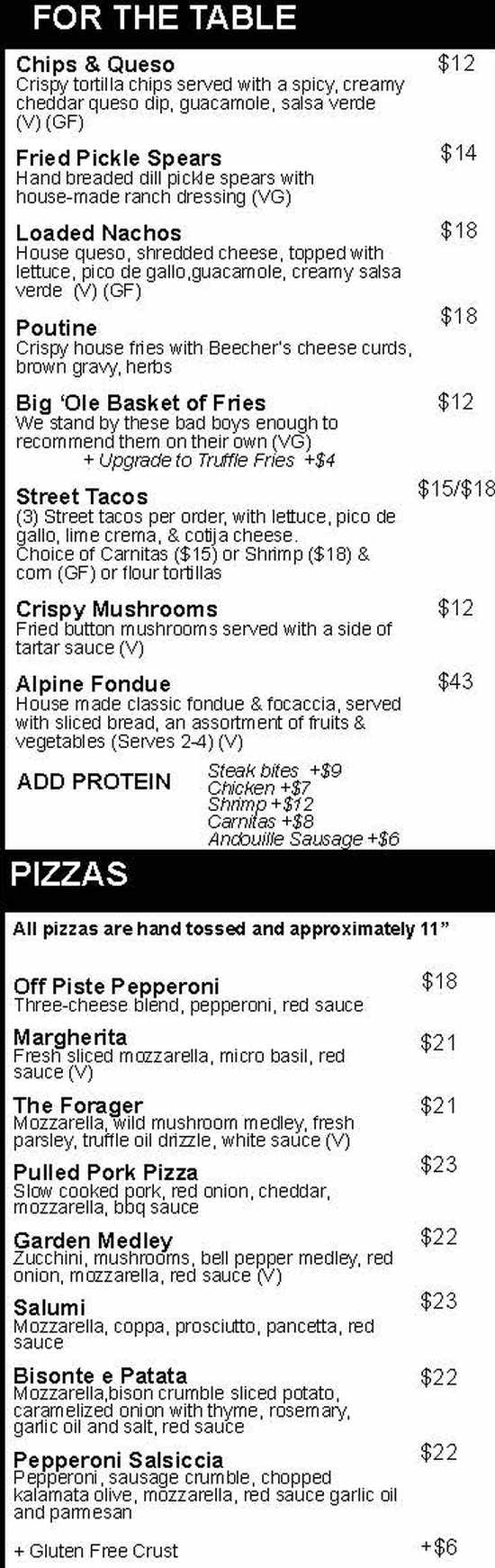 Whiskey's on Main menu page 1