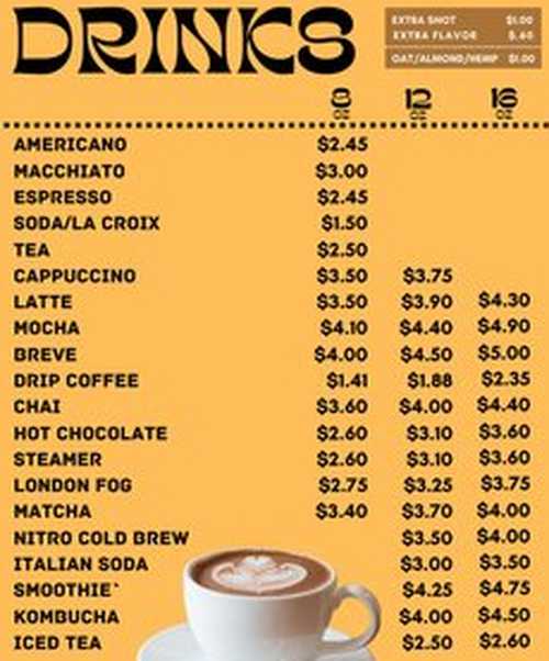 One World Cafe menu page 1