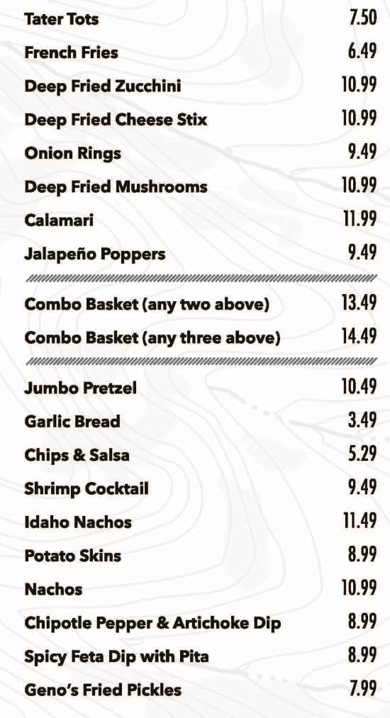 The Sand Trap menu page 1