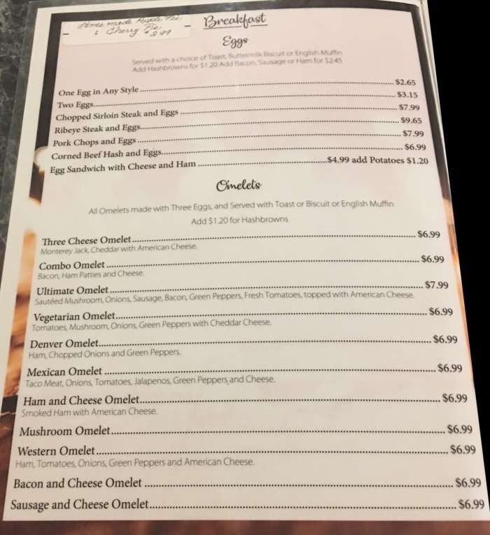 Cathy's Cafe menu page 1