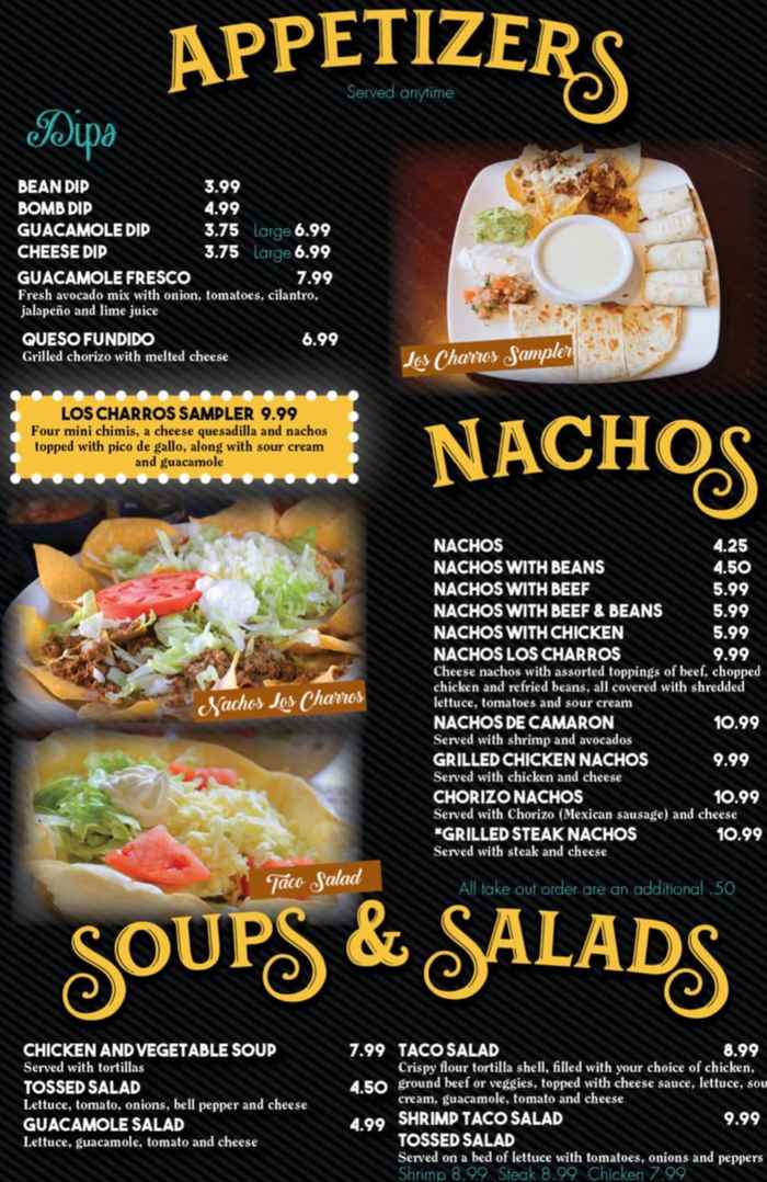 Los Charros menu page 1