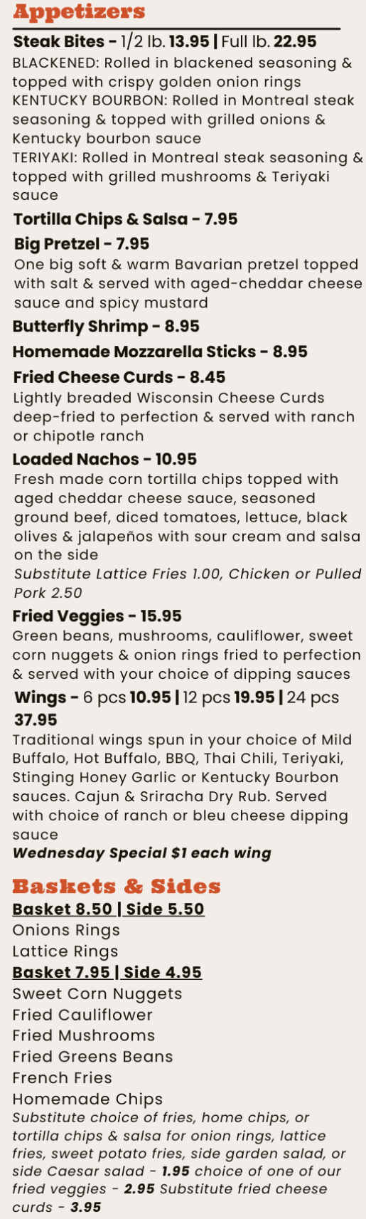 Sports Corner at 124 menu page 1