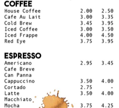 Bold Brew House menu page 1