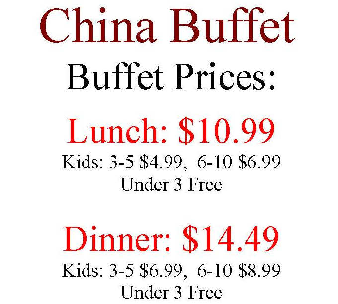 China Buffet menu page 1