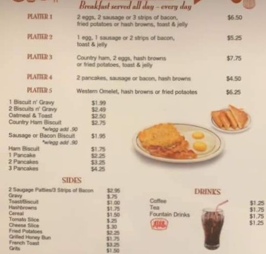 Tammy's Diner menu page 1