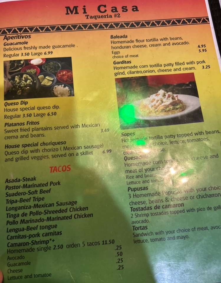 Mi Casa Latin menu page 1