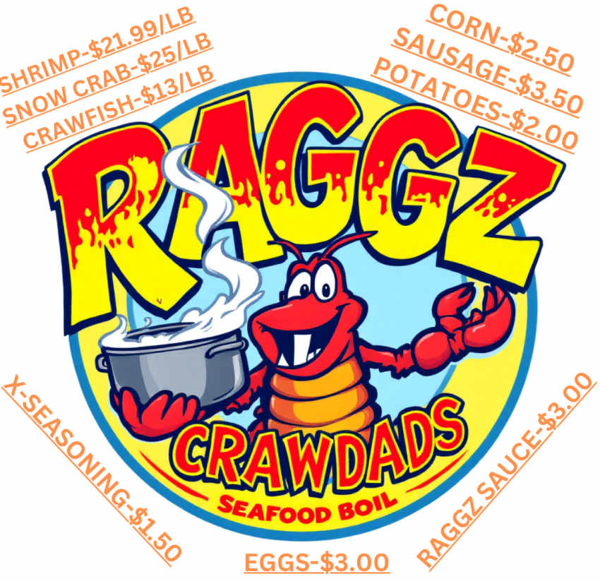 Lil Raggz Crawdads menu page 1