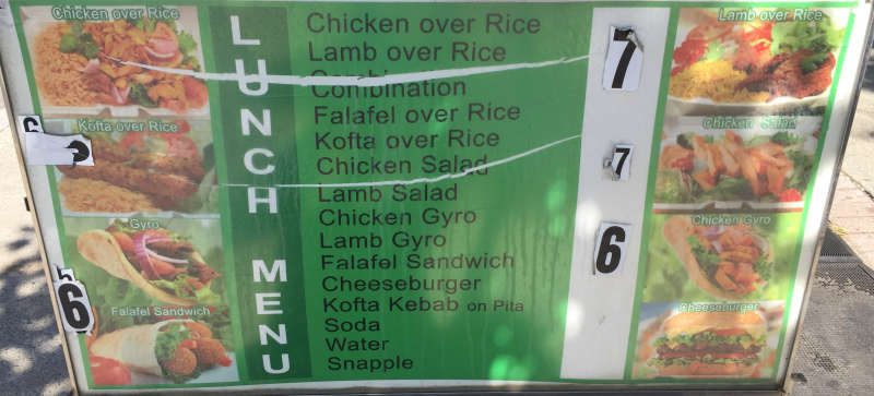 The Halal Cart menu page 1