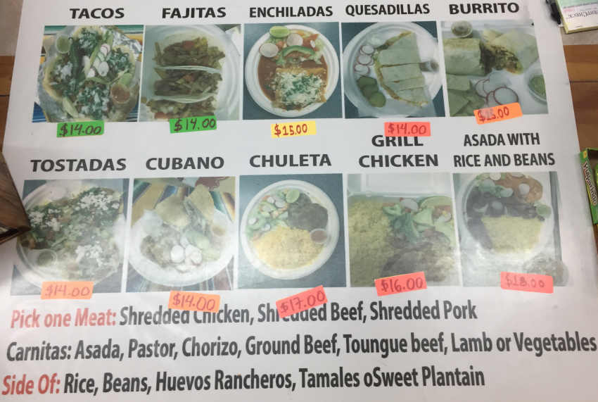 JJ Brothers Tacos menu page 1