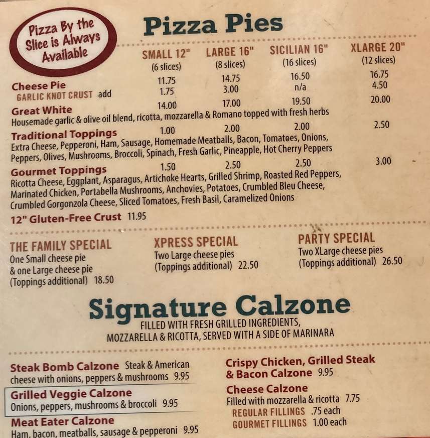 Peppa's Pizza menu page 1
