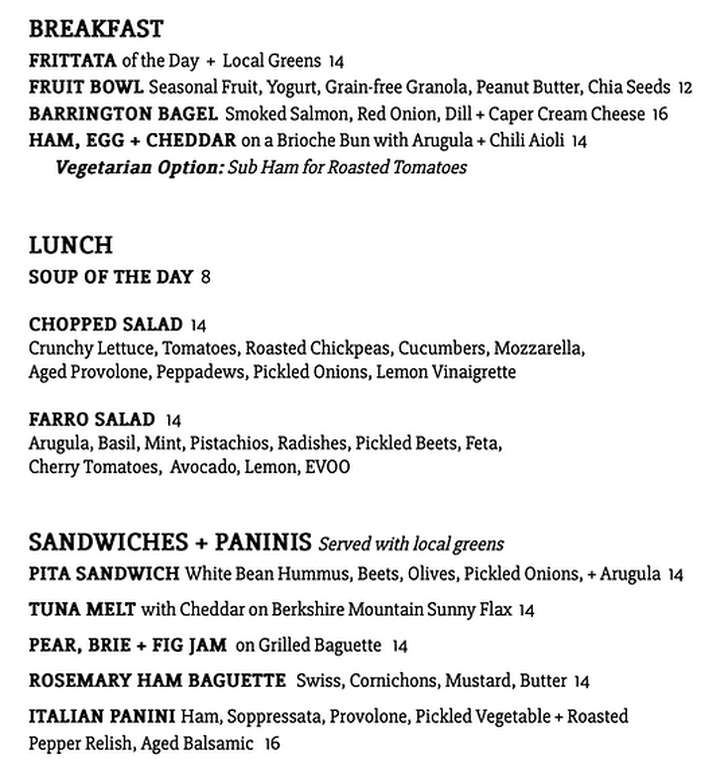 Marjoram & Roux menu page 1