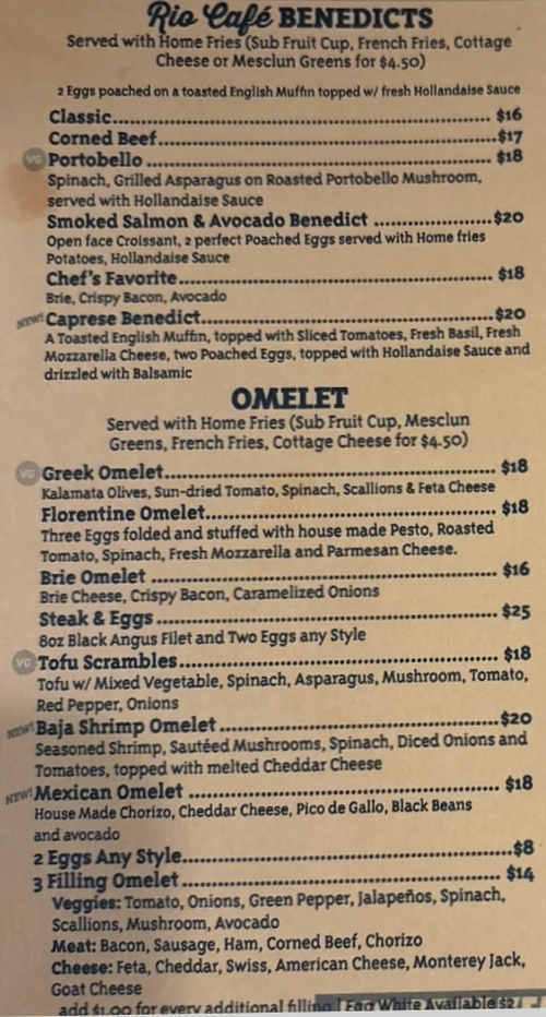 Rio Cafe menu page 1