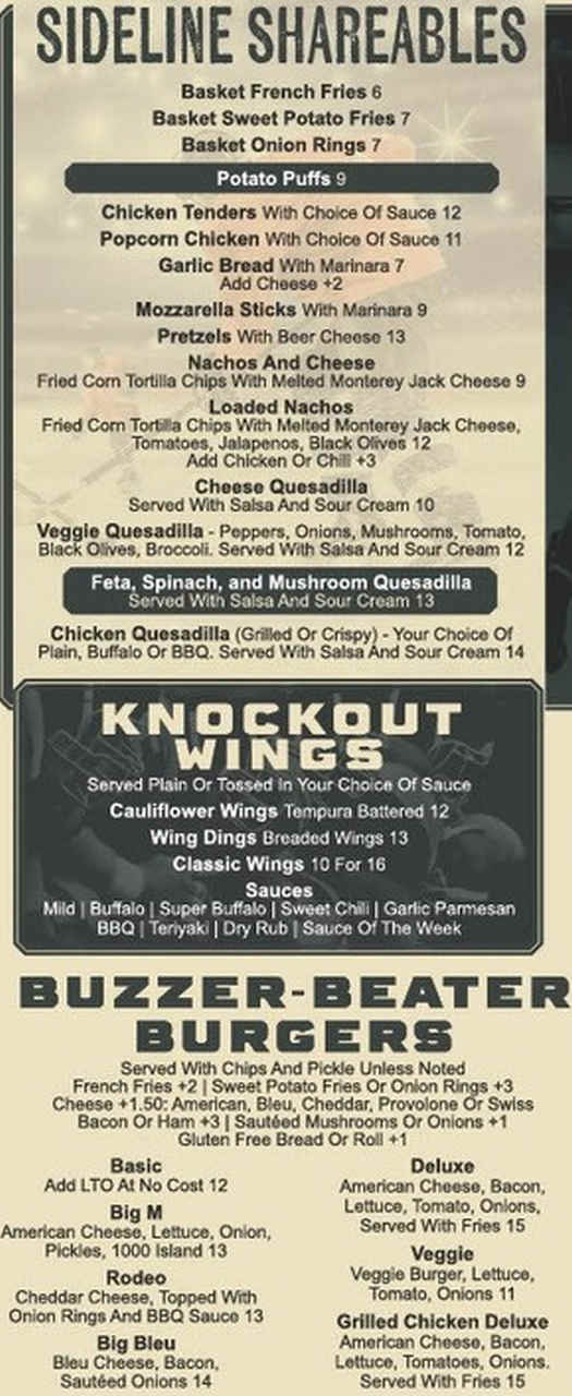 Locker Room Sports Bar menu page 1