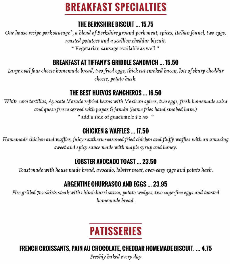 Roses Restaurant menu page 1