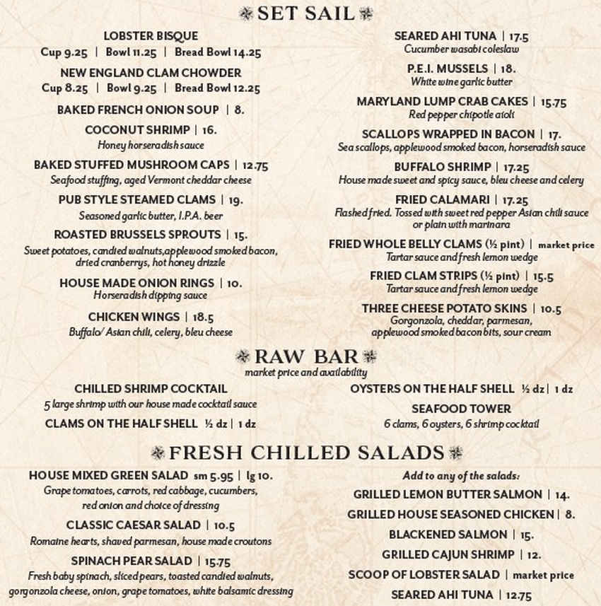 Salmon Run Fish House menu page 1