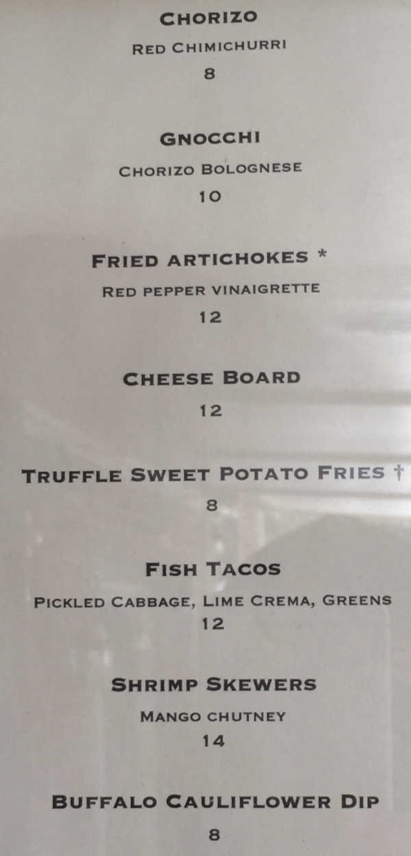 Caminito Steakhouse menu page 1