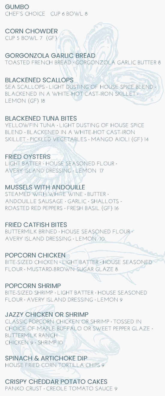 Eastside Grill menu page 1
