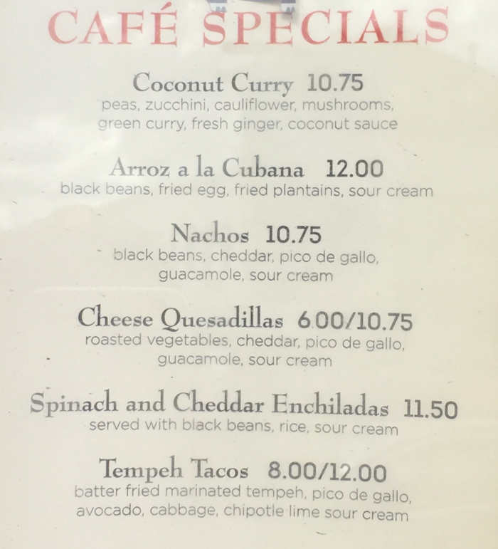 Haymarket Cafe menu page 1