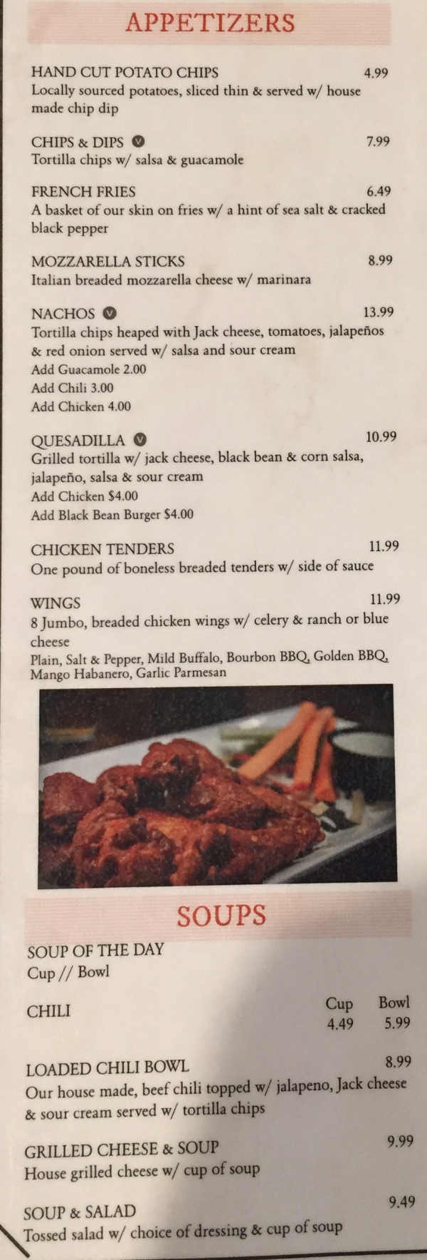 JJ's Tavern menu page 1