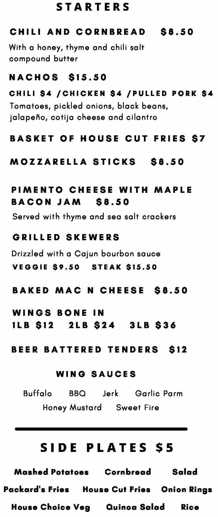 Packard's menu page 1