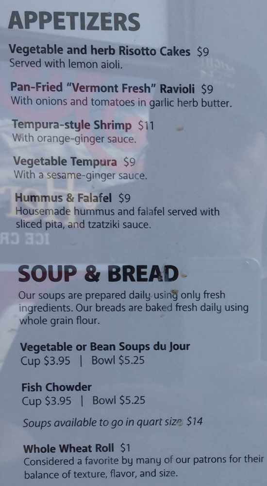 Paul & Elizabeth's menu page 1