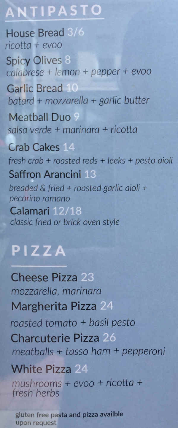 Spoleto menu page 1