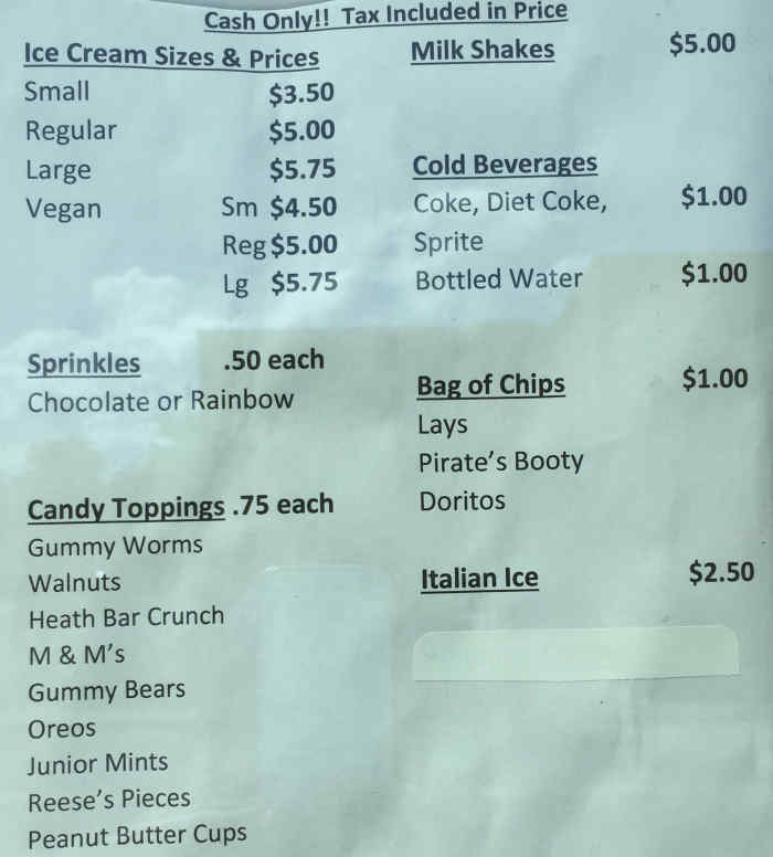 Little Miss Flo's Soft Serve menu page 1