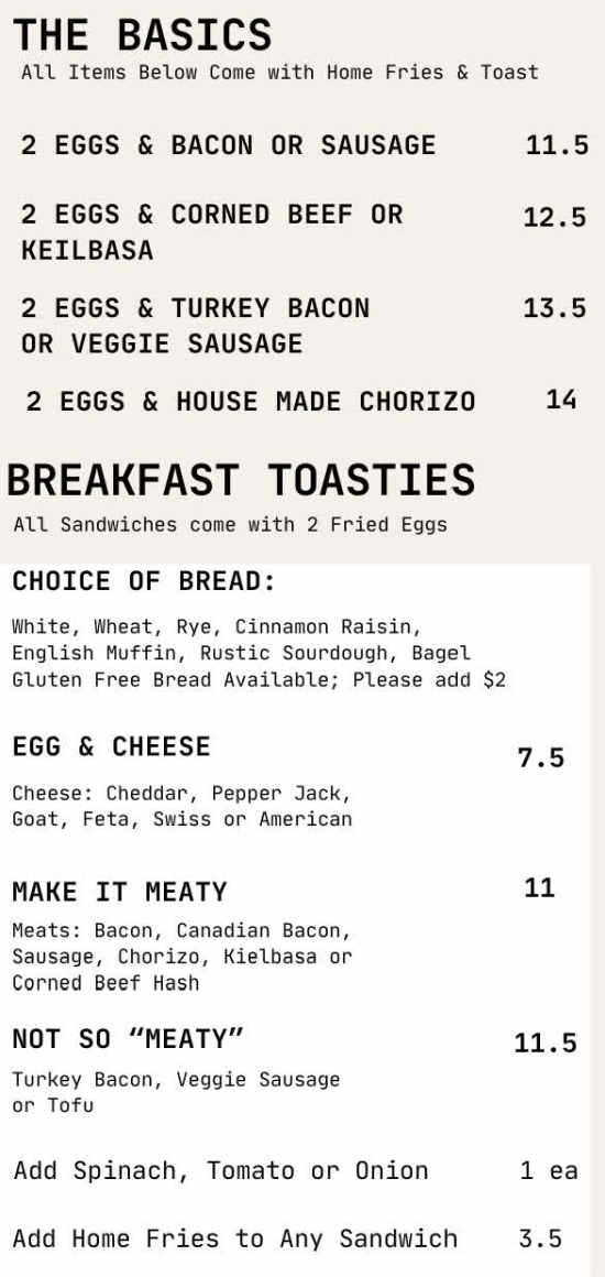 Toasted menu page 1