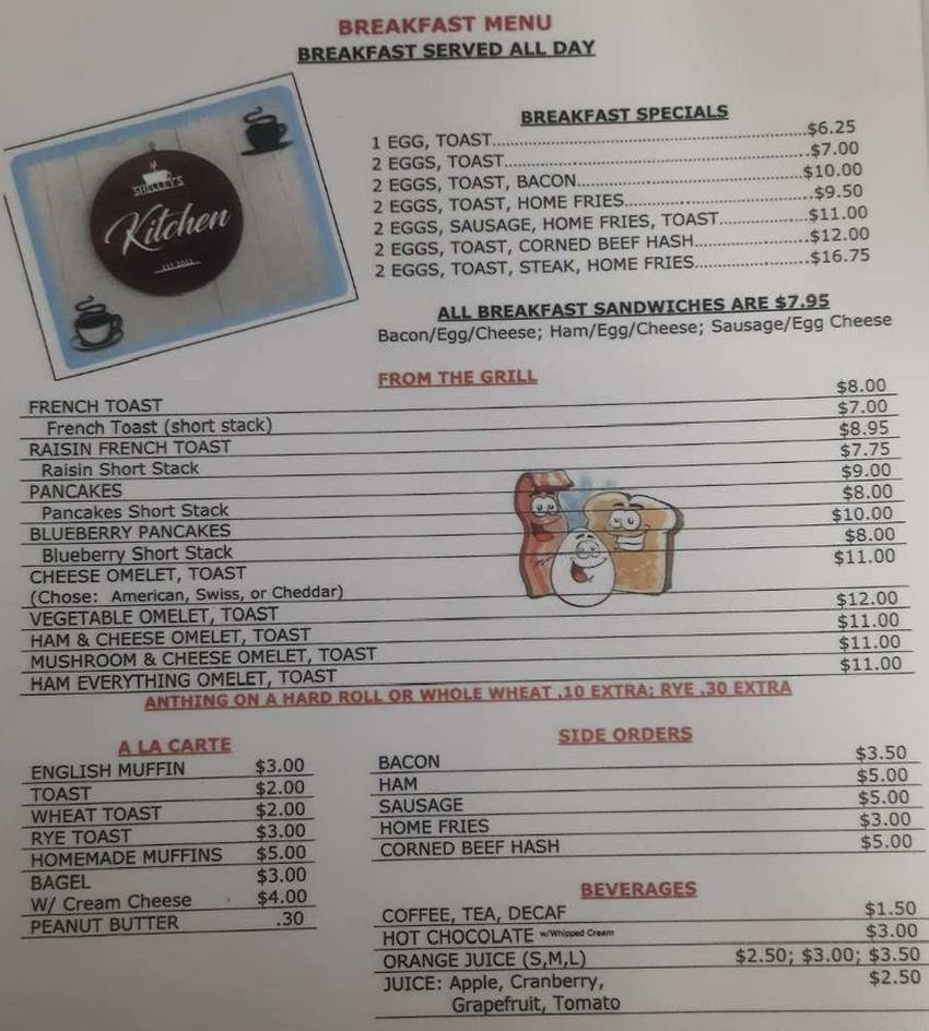 Shelley's Kitchen menu page 1