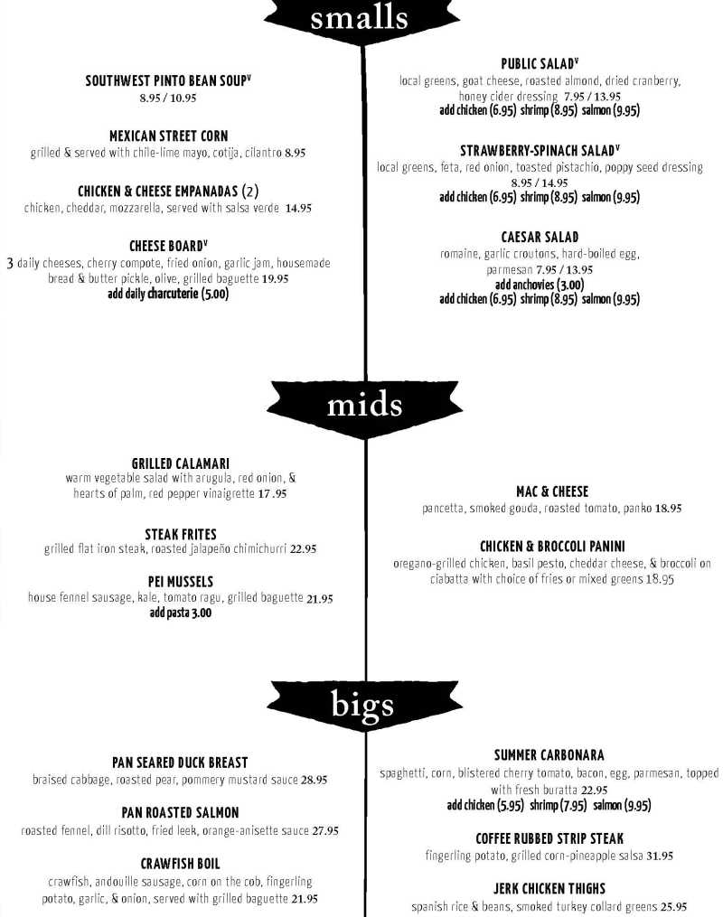 District Kitchen & Bar menu page 1