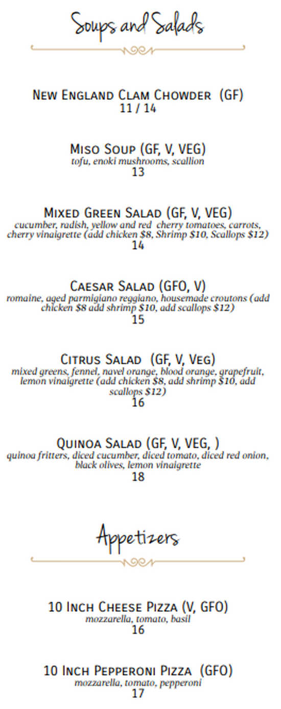 The Club menu page 1