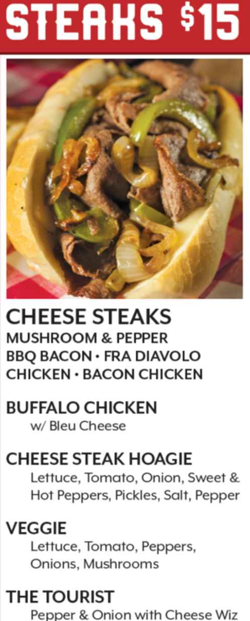 Bigg Daddy’s Philly Steak House menu page 1