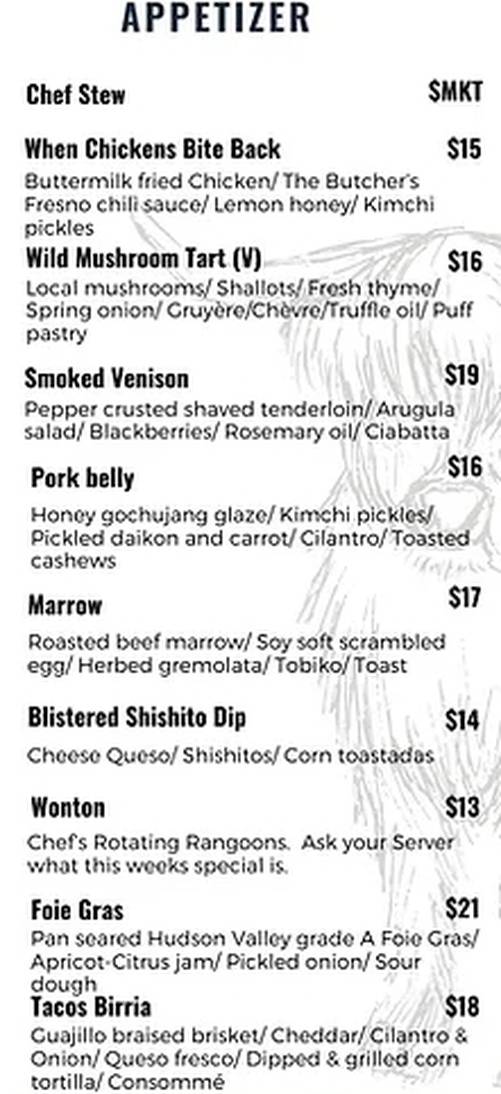 The Butcher The Baker menu page 1