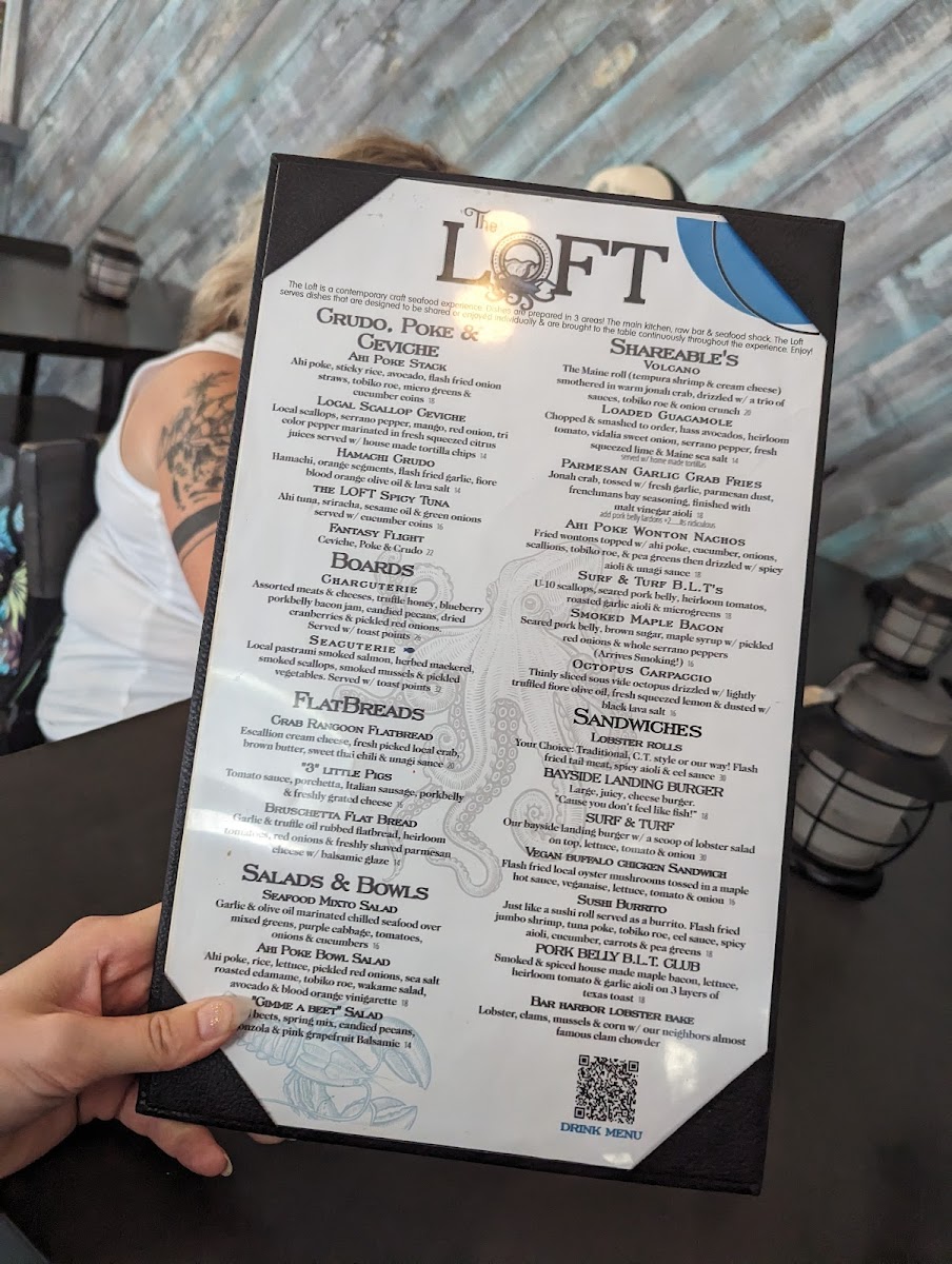The Loft menu page 1