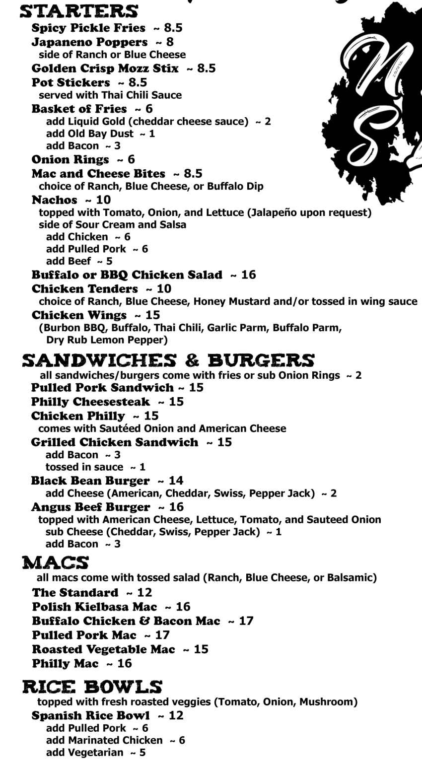 Next Level Sports Lounge menu page 1