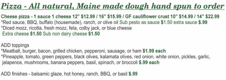 Bowen's Pizzeria & Deli menu page 1